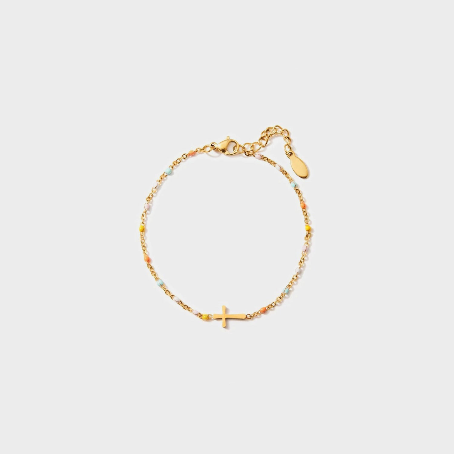 Gold plated cross bead bracelet