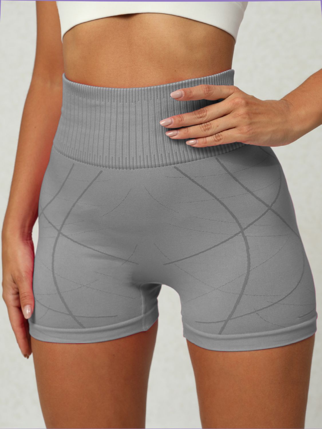 High waist active shorts - gray