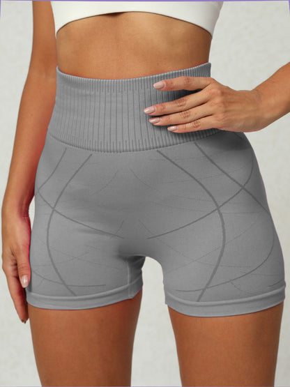 High waist active shorts - gray