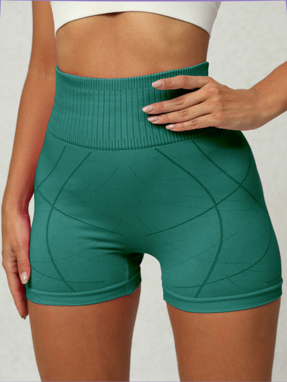 High Waist Active Shorts - Green