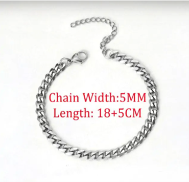 High-quality stainless steel Cuban link bracelet: stylish, durable, and adds a touch of class to any outfit.