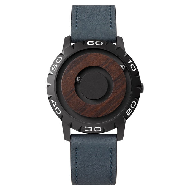 Eutour Iron Ball Magnetic Pointer Watch: unique style, precision, magnetic pointer, quartz movement, rubber strap, modern fashion statement.