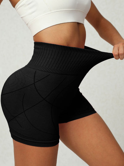 High waist active shorts - black