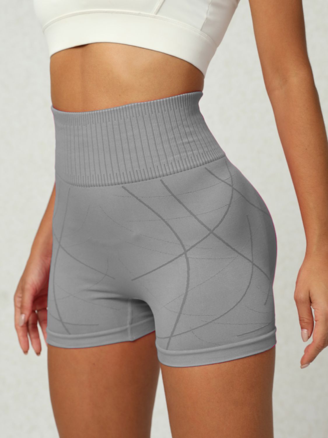 High waist active shorts - gray