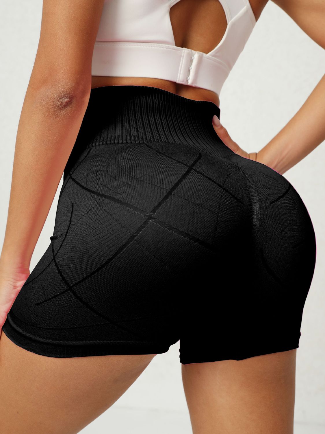 High waist active shorts - black