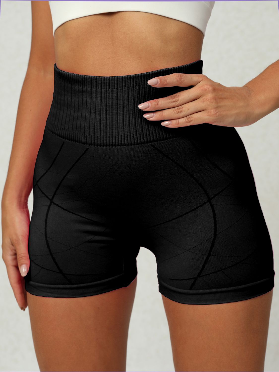 High waist active shorts - black