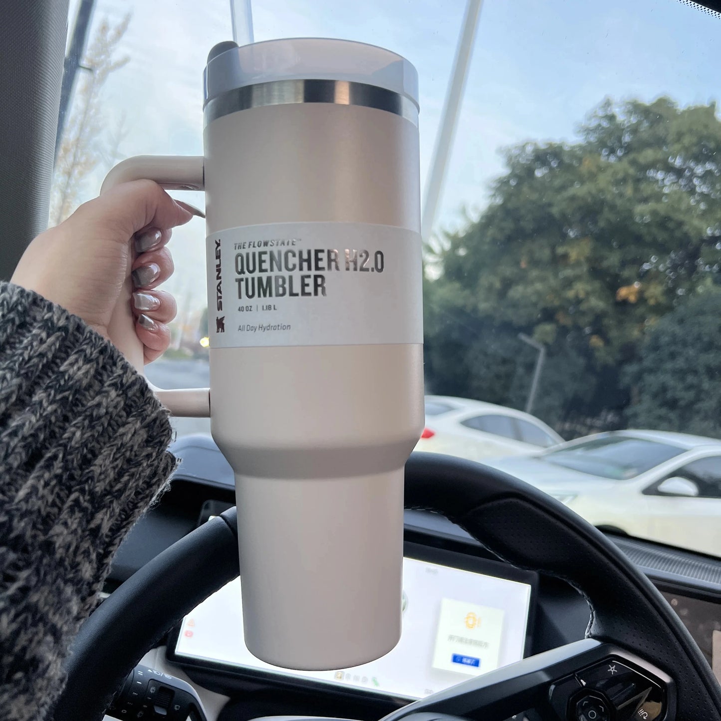 Stanley Tumbler with Flow State Straw Lid, made from premium stainless steel. Designed for durability and style, perfect for enjoying beverages on the go.