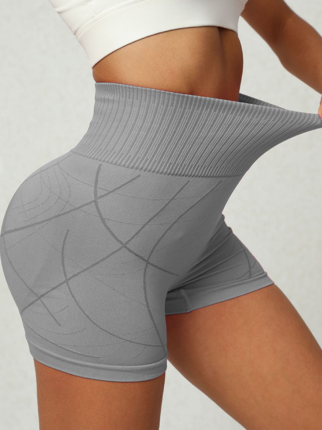 High waist active shorts - gray