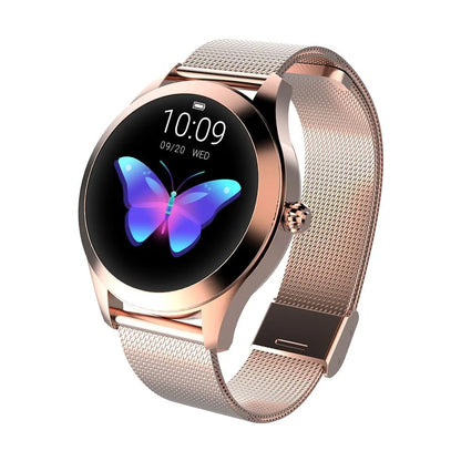 Women's IP68 waterproof smartwatch: stylish, durable, fitness tracker, and connected for all activities.