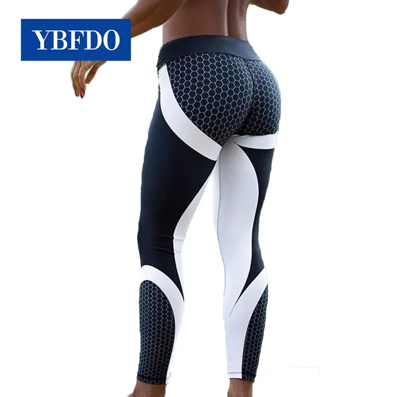 Women's Sport Yoga Leggings with a full-length design, made from durable broadcloth fabric. Featuring an elastic waist and polyester material for comfort and support during workouts