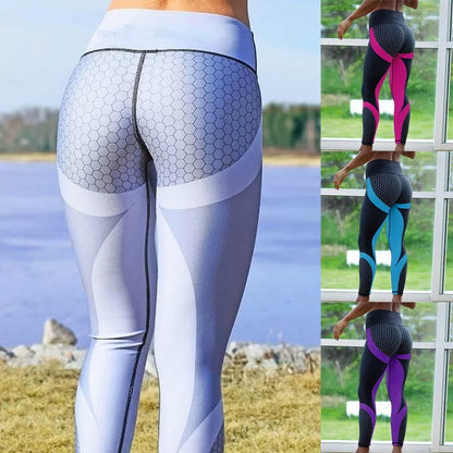 Women's Sport Yoga Leggings with a full-length design, made from durable broadcloth fabric. Featuring an elastic waist and polyester material for comfort and support during workouts