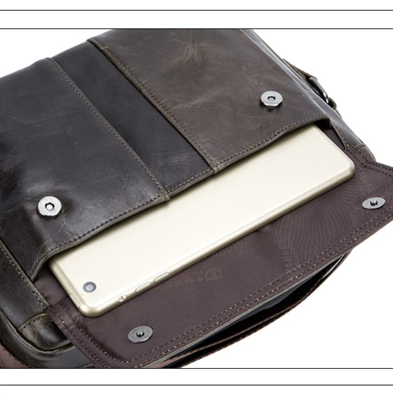 This genuine leather briefcase by Bull Captain is a stylish and functional accessory designed to carry and organize daily essentials in a professional setting