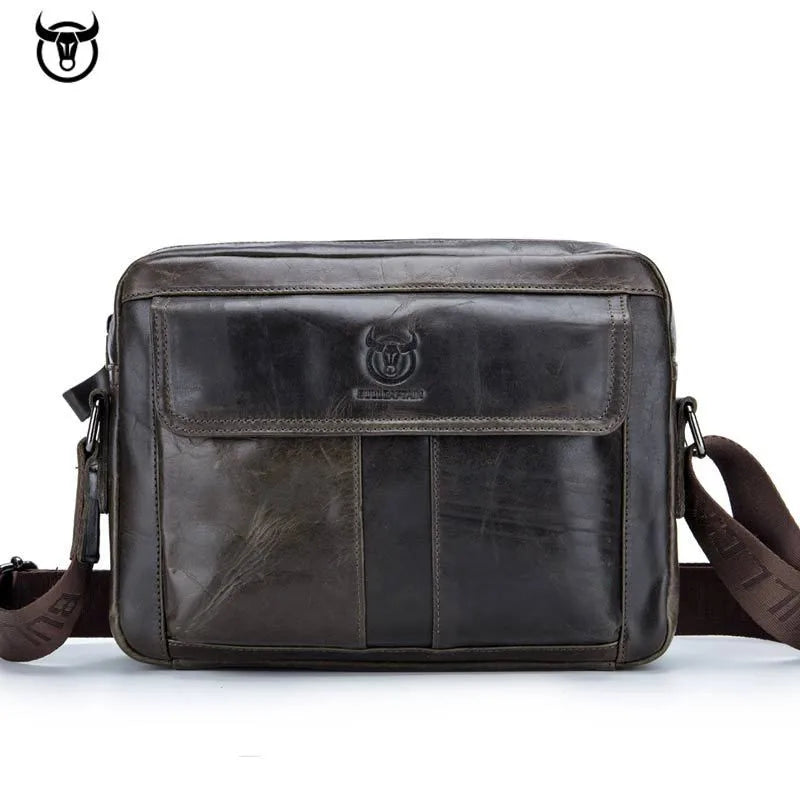 This genuine leather briefcase by Bull Captain is a stylish and functional accessory designed to carry and organize daily essentials in a professional setting