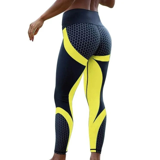 Women's Sport Yoga Leggings with a full-length design, made from durable broadcloth fabric. Featuring an elastic waist and polyester material for comfort and support during workouts