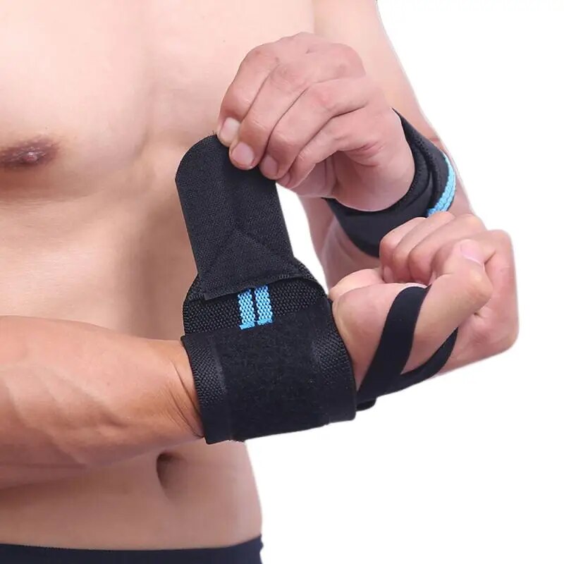 Soft, adjustable wrist supports with a thumb loop, adhesive Velcro for a secure fit, and excellent protection for weight-lifting and training.