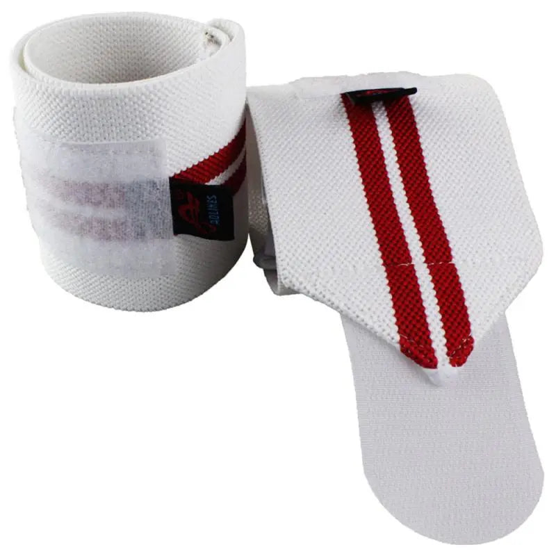 Soft, adjustable wrist supports with a thumb loop, adhesive Velcro for a secure fit, and excellent protection for weight-lifting and training.