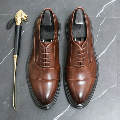 Men's genuine leather lace-up shoes: durable, stylish, timeless, with a secure fit and sophisticated design.