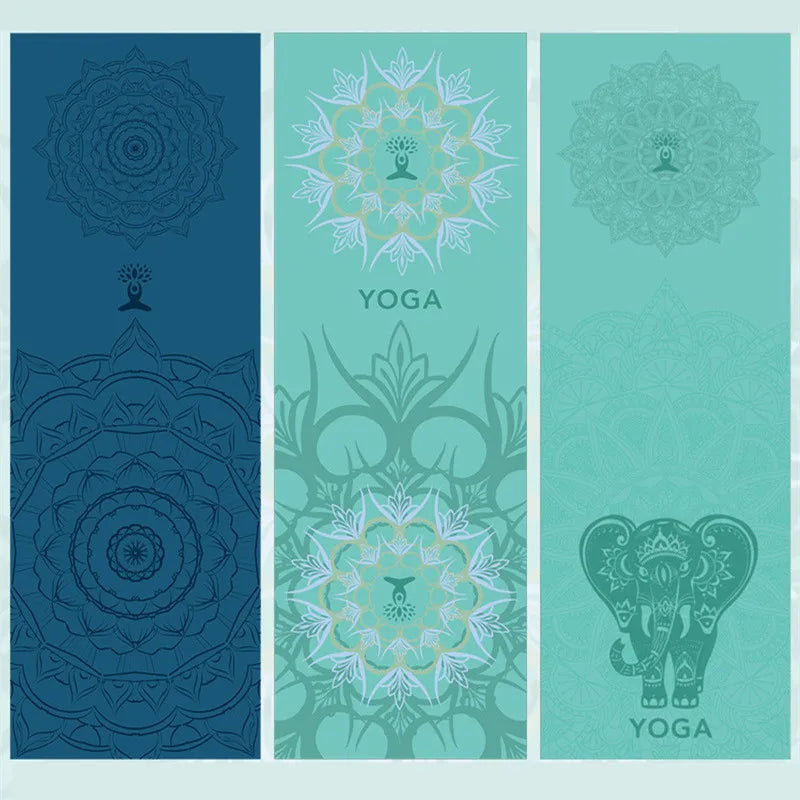 Microfiber yoga towel with excellent water absorption, soft and comfortable, easy to clean, featuring a printed design and a convenient storage bag