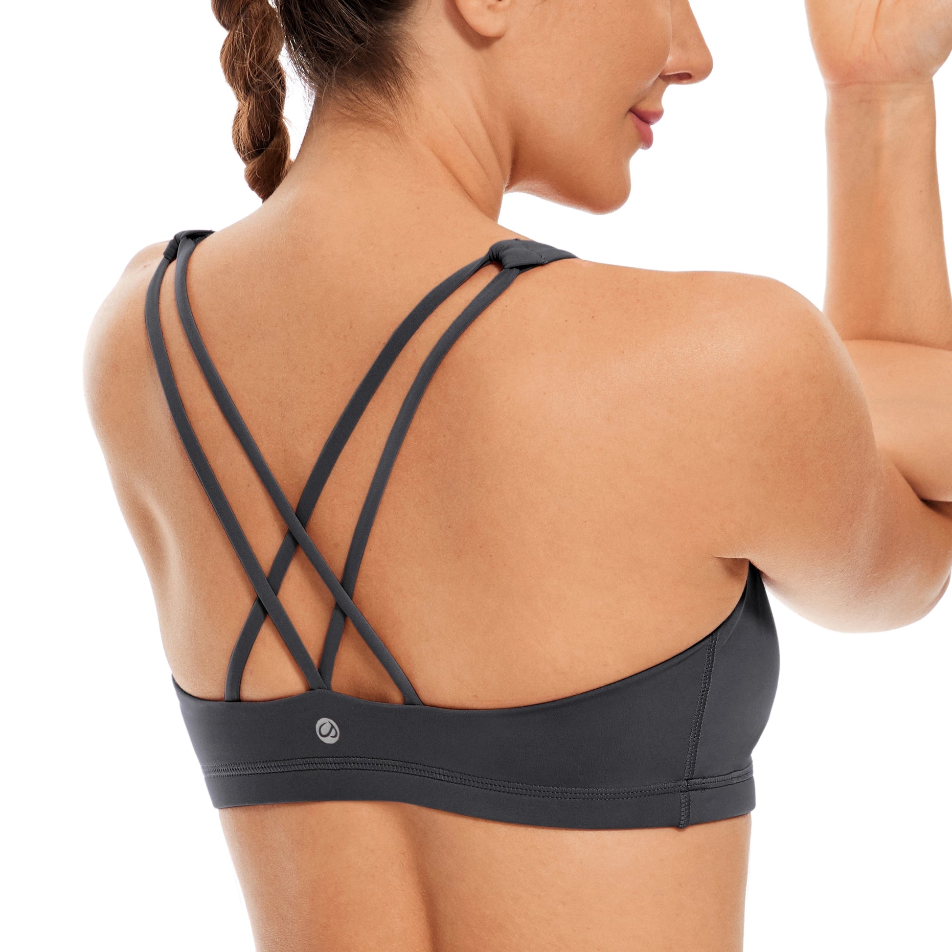 Low cut, wire-free sports bra with a strappy design and Naked Feeling fabric for a soft, lightweight, and comfortable fit. Ideal for low-impact activities