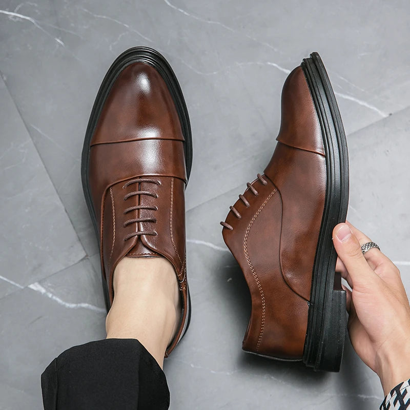 Men's genuine leather lace-up shoes: durable, stylish, timeless, with a secure fit and sophisticated design.