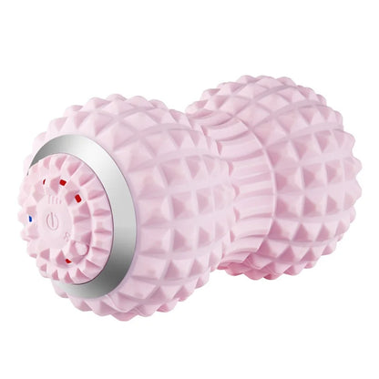 Professional Electric Massage Ball with 4 vibration levels, textured surfaces for deep tissue therapy, improves blood flow, prevents muscle soreness, and speeds up recovery. Includes USB charging cable and manual.