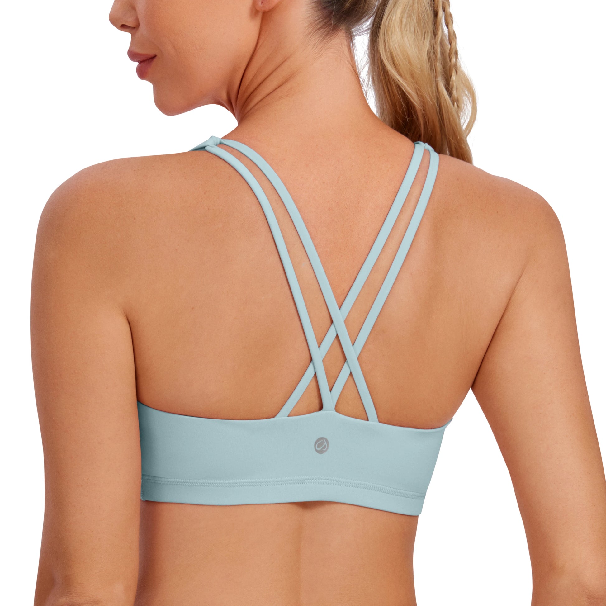 Low cut, wire-free sports bra with a strappy design and Naked Feeling fabric for a soft, lightweight, and comfortable fit. Ideal for low-impact activities