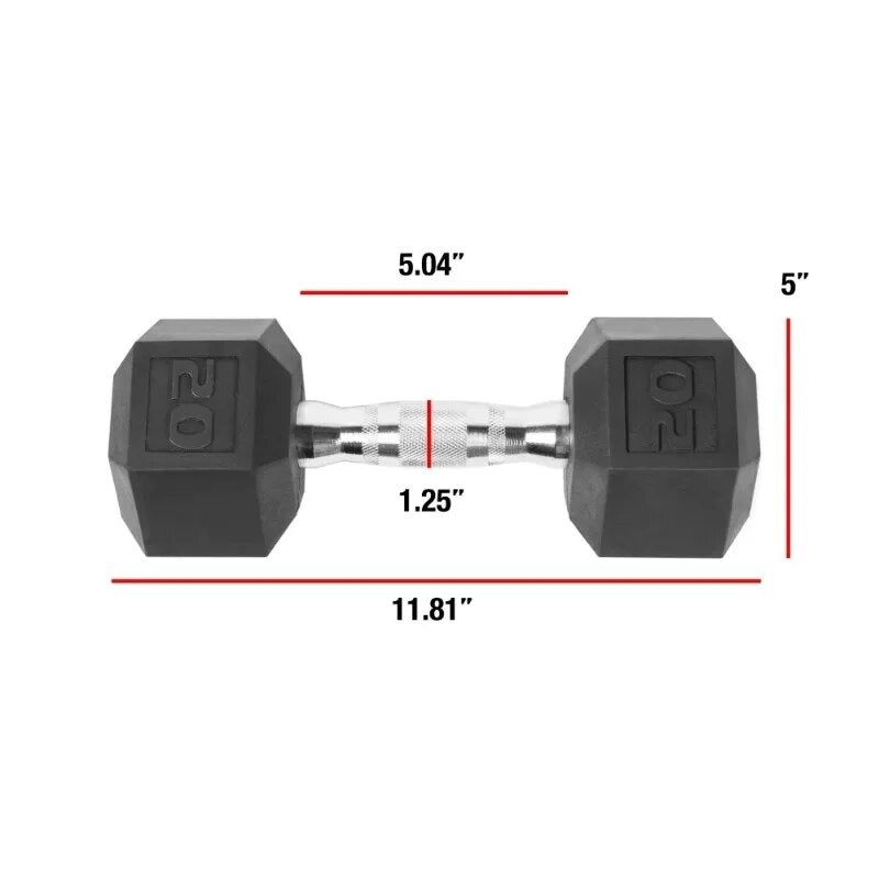 Coated hex dumbbells with steel, diamond knurled handles and protective coating. Hex-shaped heads prevent rolling and allow for easy storage. Ideal for exercising all major muscle groups.