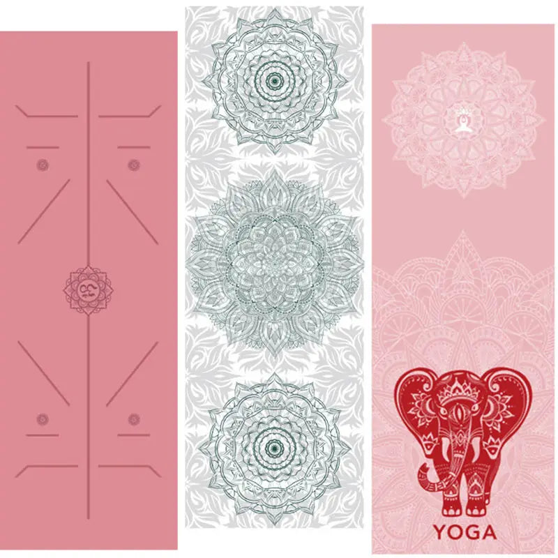 Microfiber yoga towel with excellent water absorption, soft and comfortable, easy to clean, featuring a printed design and a convenient storage bag