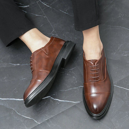 Men's genuine leather lace-up shoes: durable, stylish, timeless, with a secure fit and sophisticated design.