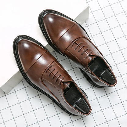 Men's genuine leather lace-up shoes: durable, stylish, timeless, with a secure fit and sophisticated design.