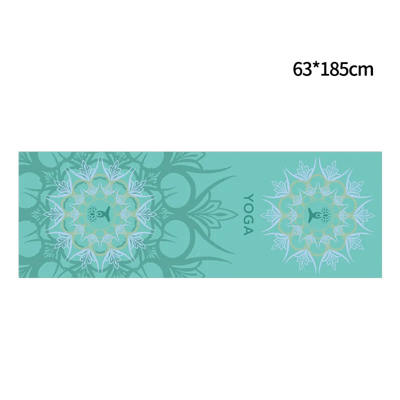 Microfiber yoga towel with excellent water absorption, soft and comfortable, easy to clean, featuring a printed design and a convenient storage bag