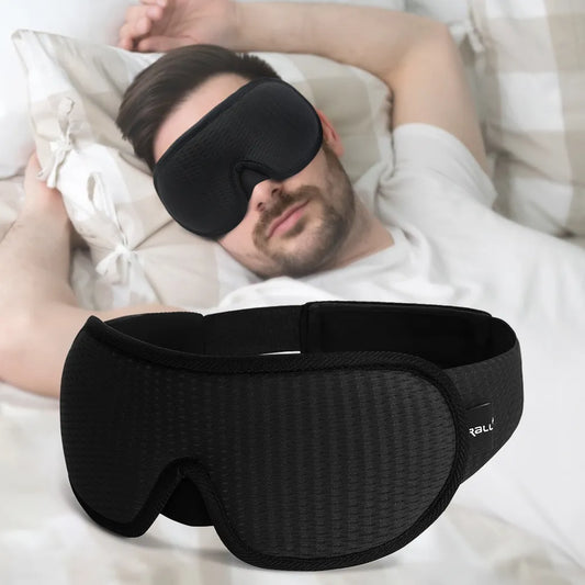 Men's and Women's Sleep Mask made from soft cotton, designed to block out light and distractions for deep, uninterrupted sleep at home or while traveling.