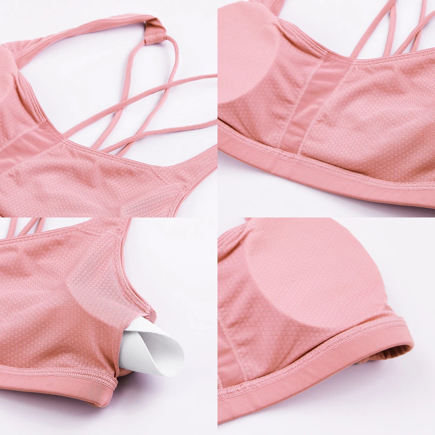 Low cut, wire-free sports bra with a strappy design and Naked Feeling fabric for a soft, lightweight, and comfortable fit. Ideal for low-impact activities