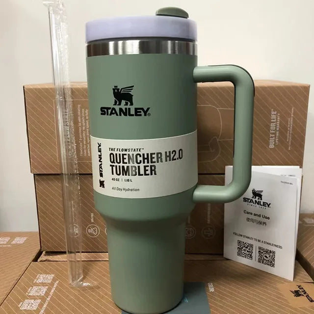 Stanley Tumbler with Flow State Straw Lid, made from premium stainless steel. Designed for durability and style, perfect for enjoying beverages on the go.