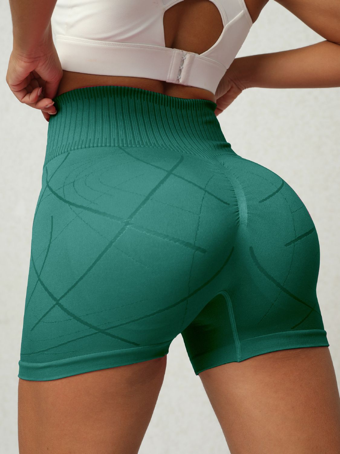 High waist active shorts - green