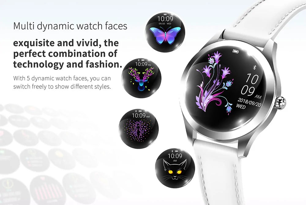 Women's IP68 waterproof smartwatch: stylish, durable, fitness tracker, and connected for all activities.