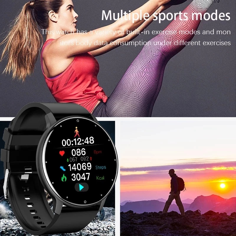  Full Touch Screen Fitness Smart Watch: modern design, tracks activity, heart rate, and more with advanced technology.