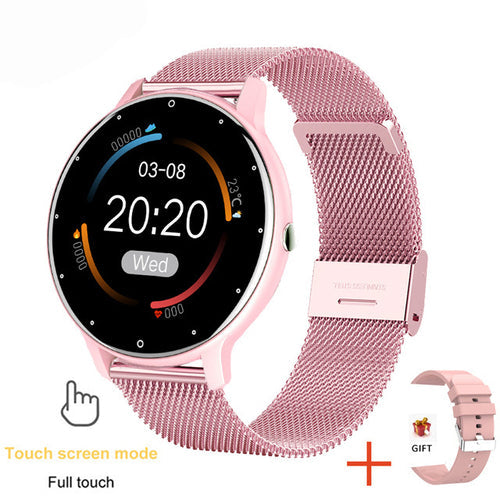  Full Touch Screen Fitness Smart Watch: modern design, tracks activity, heart rate, and more with advanced technology.